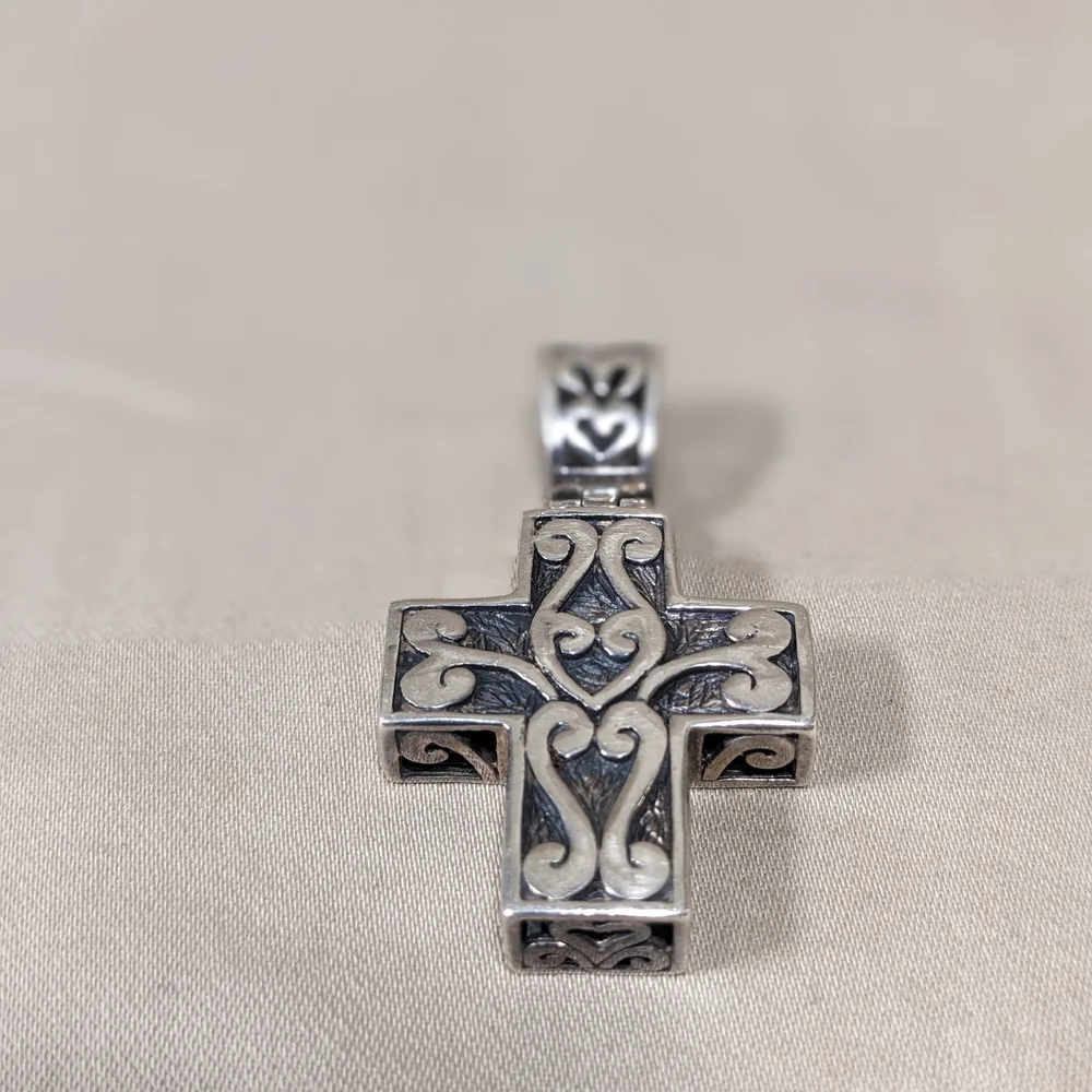 Vintage Sterling Silver Christian Cross Reversible Two-sided Open Work Design